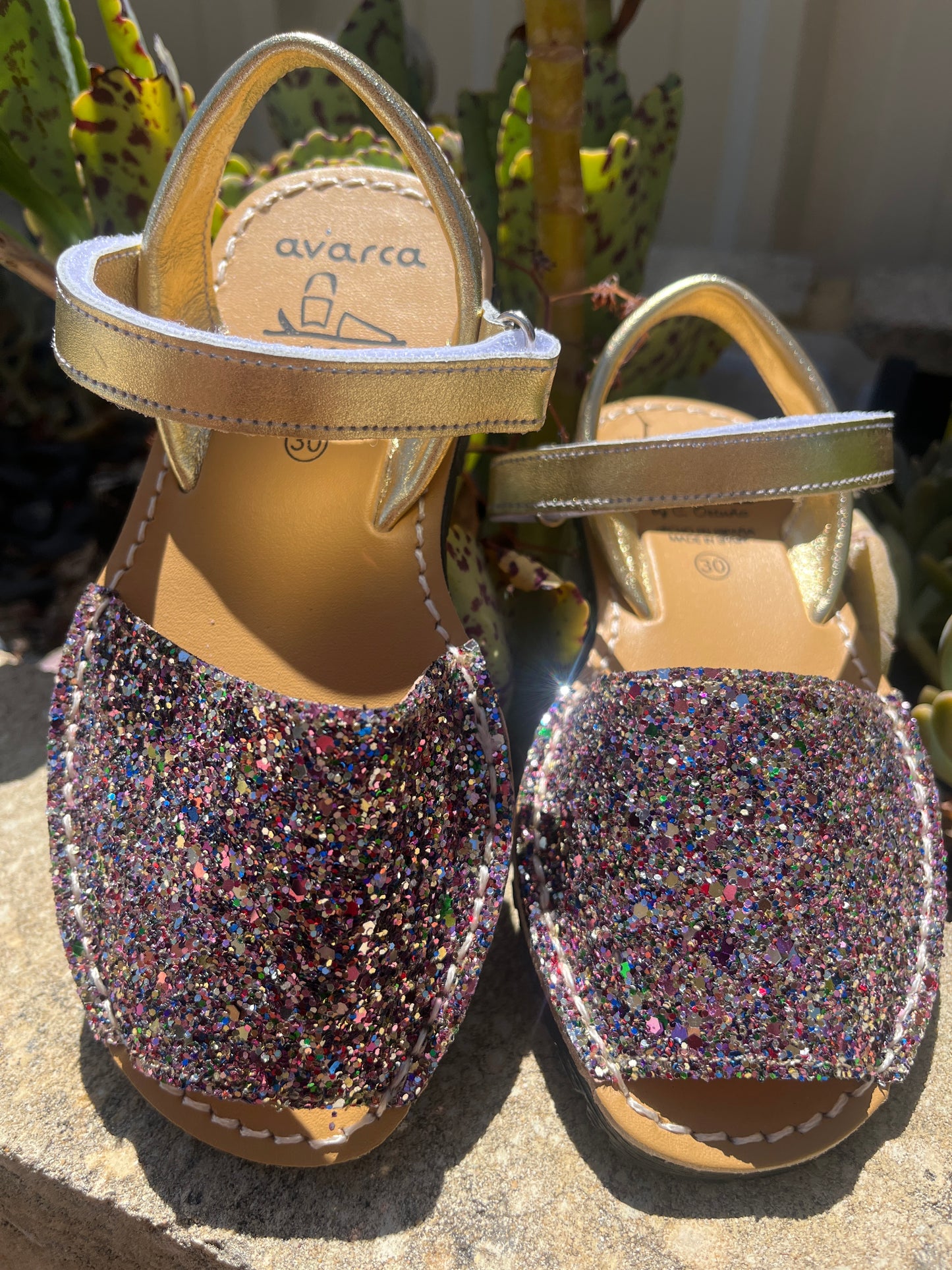 Multi glitter girls leather sandal - LAST PAIR Size 30