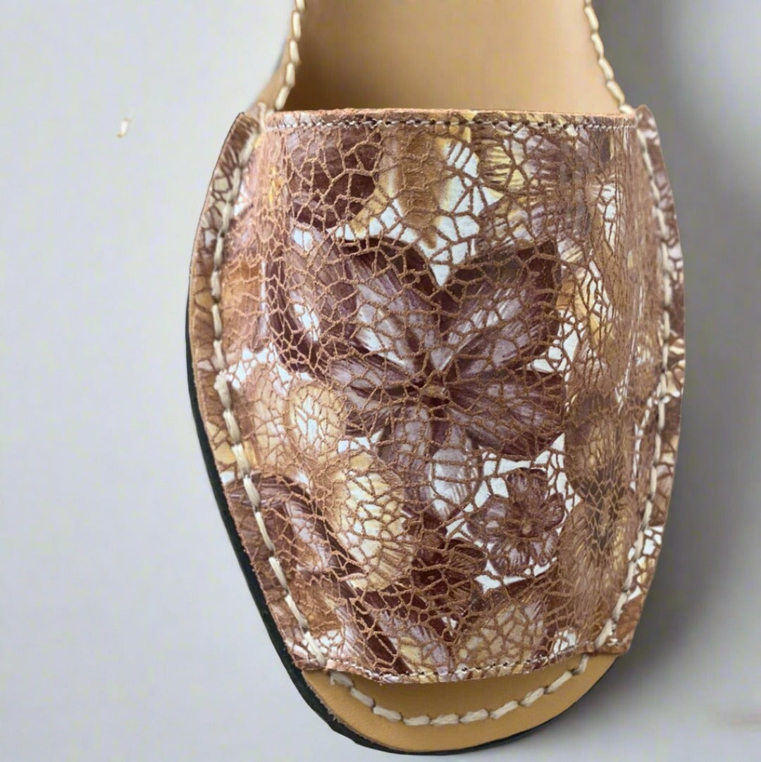Classic Autumn Print Ladies Leather Sandal