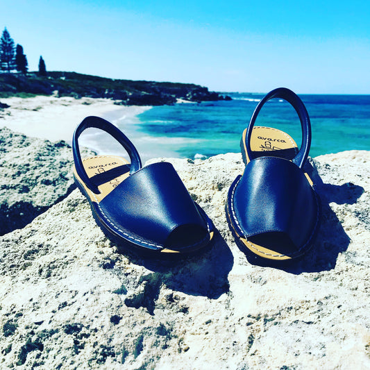 Classic Navy Leather Sandals – Last pairs size 38 & 39