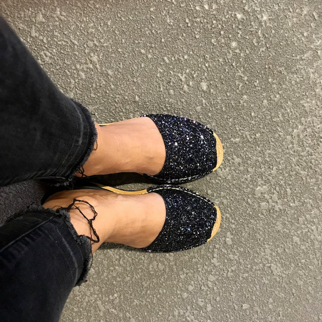 Avarca Menorcan BLACK GLITTER LADIES SANDAL