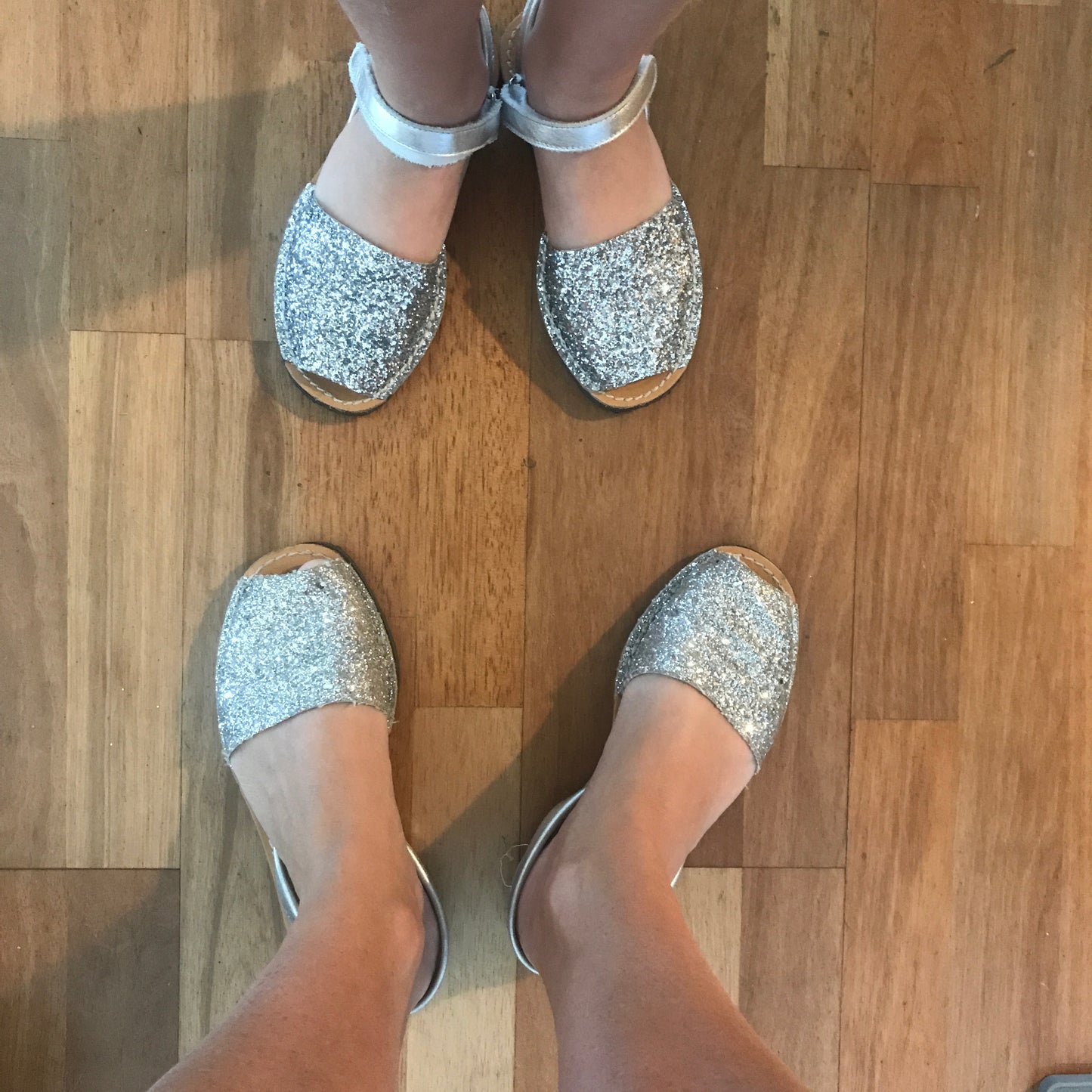 Silver Glitter Ladies leather sandals