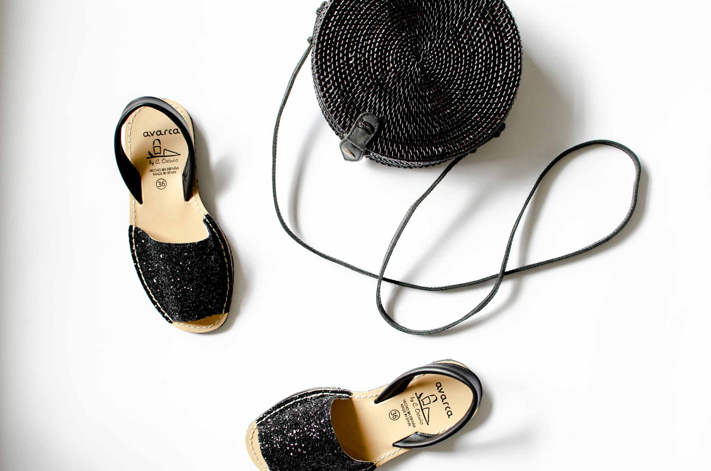 Avarca Menorcan BLACK GLITTER LADIES SANDAL