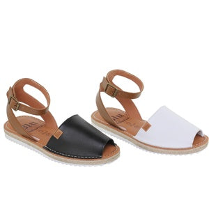 PREORDER Black Ladies Leather Sandal with Ankle strap.