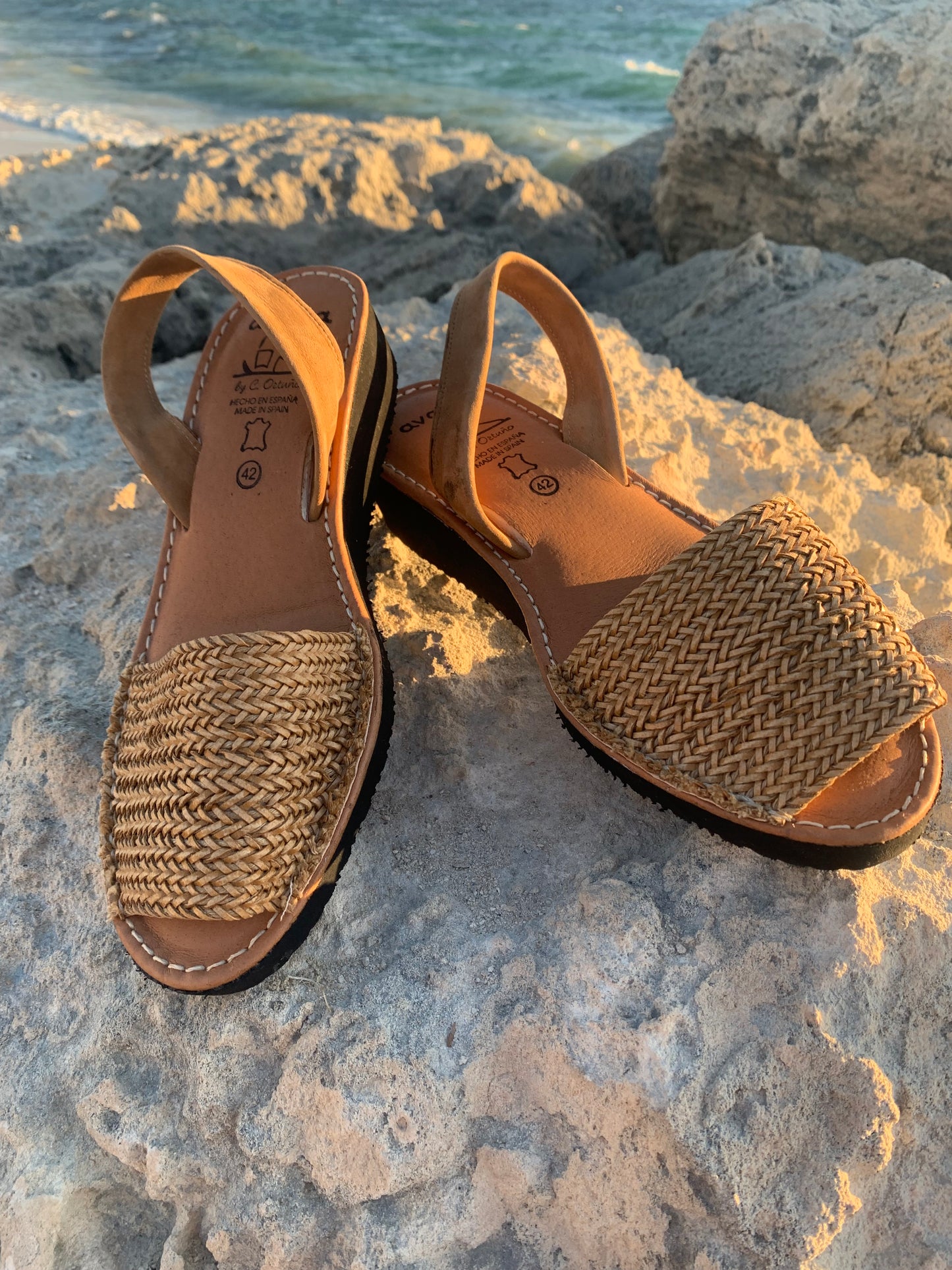 Beige Braided Ladies Leather Wedge Sandal-last pair size 42 (so fit someone who wears 41 in flats)