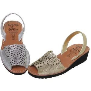 Women’s Silver Leather Wedge Sandals – Handmade Spanish Comfort  - SIZE 42