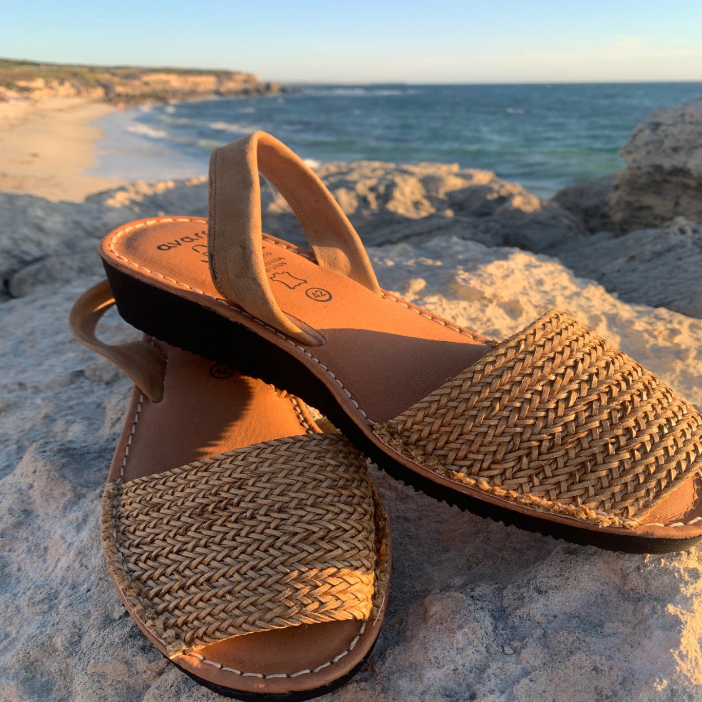 Beige Braided Ladies Leather wedge sandal