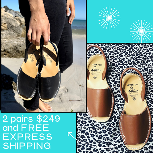 Handmade Leather Sandals Bundle – Tan & Black (2 Pairs for $249) Comfortable shoes made in Spain