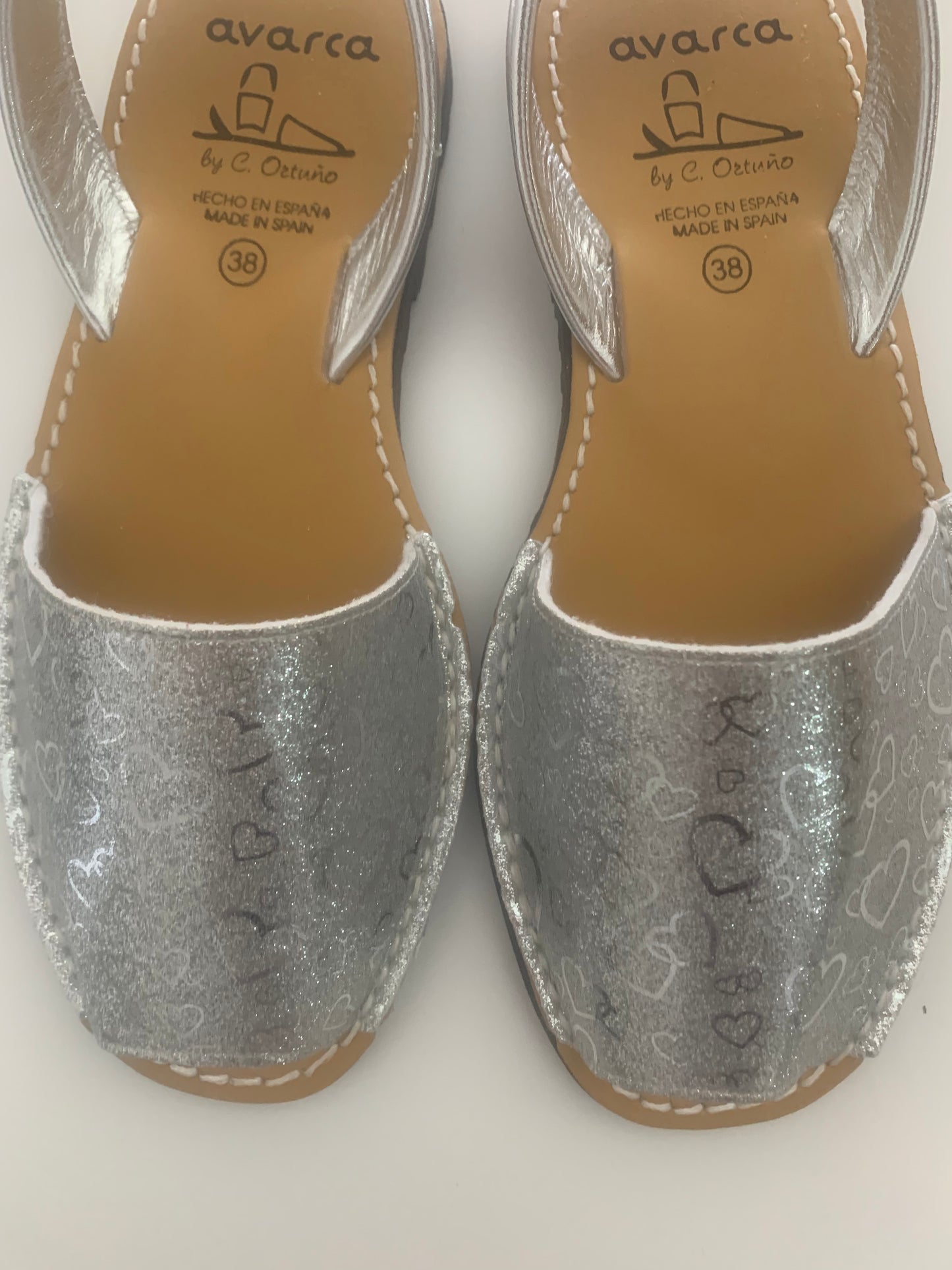 Love heart Silver Classic Ladies Leather Sandal - Size 38