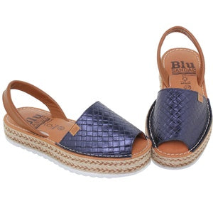 Navy Detail Leather Flatform - Size 37 and 41