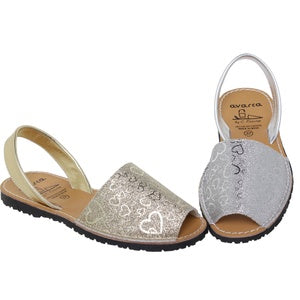 Love heart Silver Classic Ladies Leather Sandal - Size 38