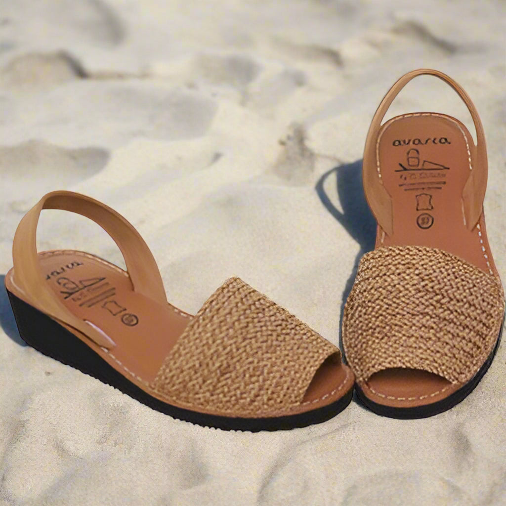 Beige Braided Ladies Leather Wedge Sandal-last pair size 42 (so fit someone who wears 41 in flats)