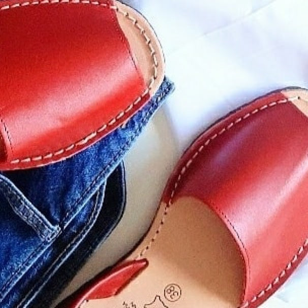 Red ladies leather sandals