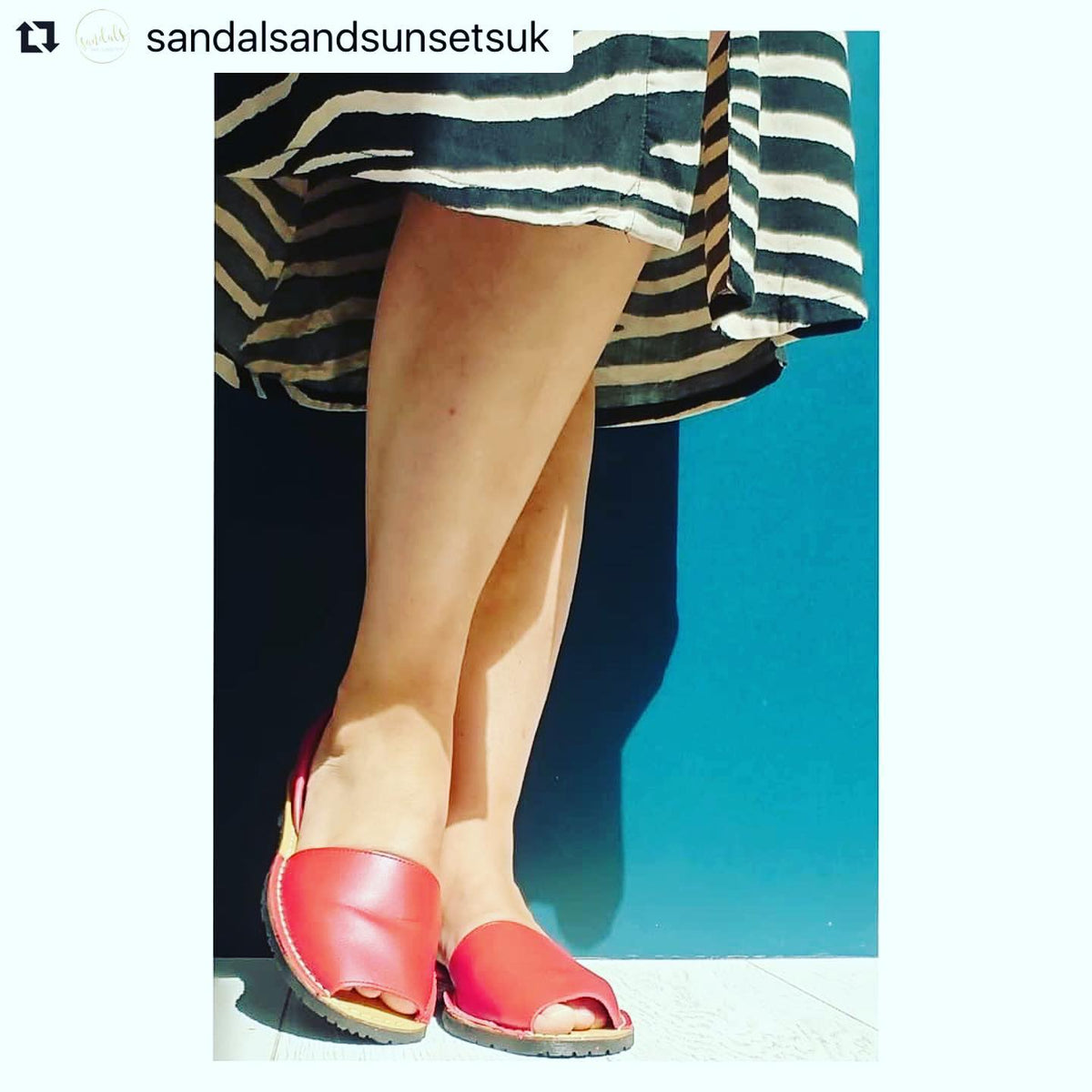 Red ladies leather sandals