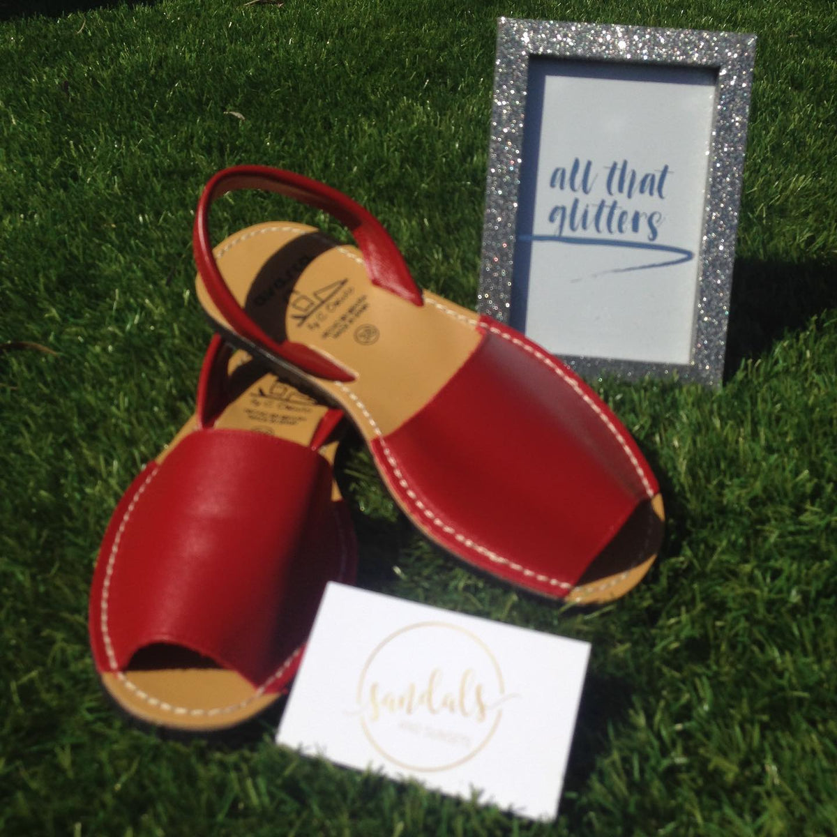 Red ladies leather sandals