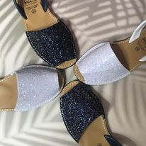 PREORDER - WHITE Glitter Ladies Leather Sandal
