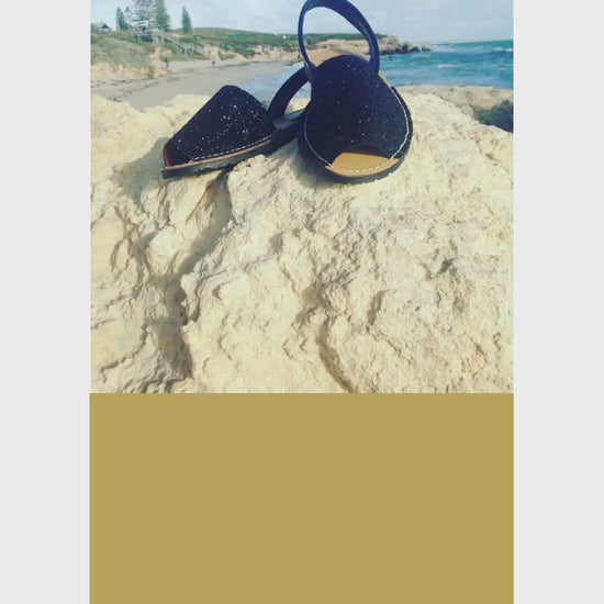 Avarca Menorcan BLACK GLITTER LADIES SANDAL