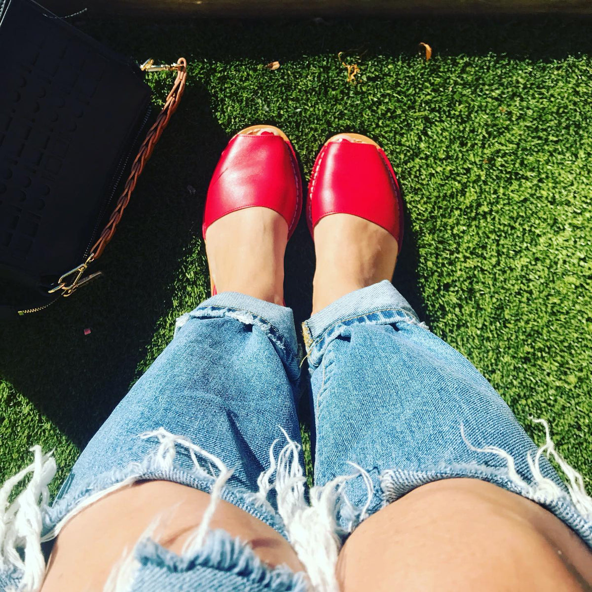 Red ladies leather sandals