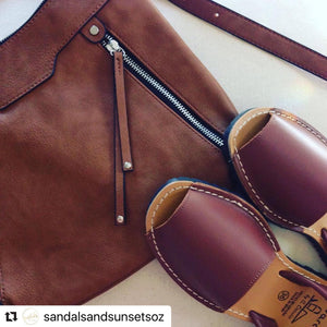 tan leather Spanish avarca ladies sandal