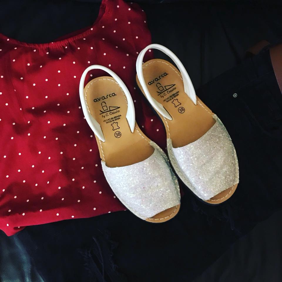 PREORDER - WHITE Glitter Ladies Leather Sandal